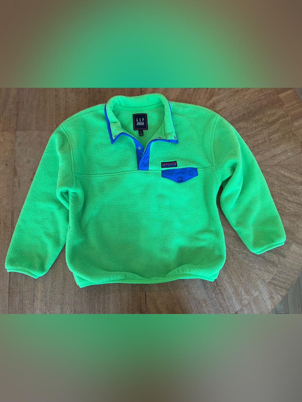 GAP Arctic Fleece Reissue 1/4 Snap Collared Pullover, electric green, Kids L 10